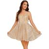 imageEverPretty Womens Sequin V Neck Sleeveless A Line Adjustable Spaghetti Straps Mini Cocktail DressGold