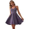 imageEverPretty Womens Summer V Neck Glitter A Line Sleeveless Mini Homecoming DressesDark Purple