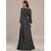 imageEverPretty Womens ALine Long Lantern Sleeves Formal Gowns Empire Waist Long Glitter Evening DressBlack