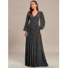 imageEverPretty Womens ALine Long Lantern Sleeves Formal Gowns Empire Waist Long Glitter Evening DressBlack