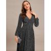imageEverPretty Womens ALine Long Lantern Sleeves Formal Gowns Empire Waist Long Glitter Evening DressBlack