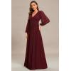 imageEverPretty Womens ALine Long Lantern Sleeves Formal Gowns Empire Waist Long Glitter Evening DressBurgundy