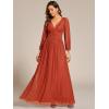 imageEverPretty Womens ALine Long Lantern Sleeves Formal Gowns Empire Waist Long Glitter Evening DressBurnt Orange