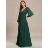 imageEverPretty Womens ALine Long Lantern Sleeves Formal Gowns Empire Waist Long Glitter Evening DressDeep Green