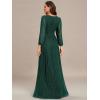 imageEverPretty Womens ALine Long Lantern Sleeves Formal Gowns Empire Waist Long Glitter Evening DressDeep Green