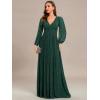 imageEverPretty Womens ALine Long Lantern Sleeves Formal Gowns Empire Waist Long Glitter Evening DressDeep Green