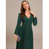 imageEverPretty Womens ALine Long Lantern Sleeves Formal Gowns Empire Waist Long Glitter Evening DressDeep Green