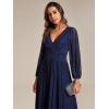 imageEverPretty Womens ALine Long Lantern Sleeves Formal Gowns Empire Waist Long Glitter Evening DressNavy Blue