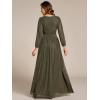 imageEverPretty Womens ALine Long Lantern Sleeves Formal Gowns Empire Waist Long Glitter Evening DressOlive