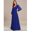 imageEverPretty Womens ALine Long Lantern Sleeves Formal Gowns Empire Waist Long Glitter Evening DressSapphire Blue