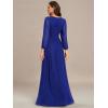 imageEverPretty Womens ALine Long Lantern Sleeves Formal Gowns Empire Waist Long Glitter Evening DressSapphire Blue
