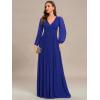 imageEverPretty Womens ALine Long Lantern Sleeves Formal Gowns Empire Waist Long Glitter Evening DressSapphire Blue