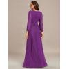 imageEverPretty Womens ALine Long Lantern Sleeves Formal Gowns Empire Waist Long Glitter Evening DressSparkling Grape