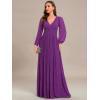 imageEverPretty Womens ALine Long Lantern Sleeves Formal Gowns Empire Waist Long Glitter Evening DressSparkling Grape