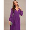 imageEverPretty Womens ALine Long Lantern Sleeves Formal Gowns Empire Waist Long Glitter Evening DressSparkling Grape