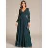 imageEverPretty Womens ALine Long Lantern Sleeves Formal Gowns Empire Waist Long Glitter Evening DressTeal
