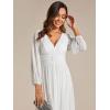 imageEverPretty Womens ALine Long Lantern Sleeves Formal Gowns Empire Waist Long Glitter Evening DressWhite