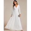 imageEverPretty Womens ALine Long Lantern Sleeves Formal Gowns Empire Waist Long Glitter Evening DressWhite