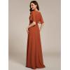 imageEverPretty Womens Classic Round Neck Pleated Short Sleeves Chiffon Appliques Floor Length A Line Formal Evening DressesBurnt Orange