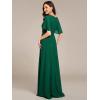 imageEverPretty Womens Classic Round Neck Pleated Short Sleeves Chiffon Appliques Floor Length A Line Formal Evening DressesDark Green