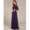 imageEverPretty Womens Classic Round Neck Pleated Short Sleeves Chiffon Appliques Floor Length A Line Formal Evening DressesDark Purple