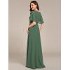 imageEverPretty Womens Classic Round Neck Pleated Short Sleeves Chiffon Appliques Floor Length A Line Formal Evening DressesEucalyptus Green