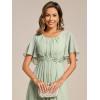 imageEverPretty Womens Classic Round Neck Pleated Short Sleeves Chiffon Appliques Floor Length A Line Formal Evening DressesMint Green
