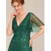 imageEverPretty Womens Elegant Summer V Neck Sequin Short Sleeves Floor Length Formal Evening Dresses 00736PHDark Green
