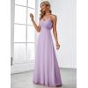 imageEverPretty Womens Sexy Spaghetti Straps Cowl Back Empire Waist A Line Pleated Chiffon Bridesmaid Dress 80026PHFrosted Lilac