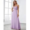 imageEverPretty Womens Sexy Spaghetti Straps Cowl Back Empire Waist A Line Pleated Chiffon Bridesmaid Dress 80026PHFrosted Lilac