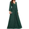 imageEverPretty Womens ALine Long Lantern Sleeves Formal Gowns Empire Waist Long Glitter Evening DressDeep Green