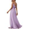 imageEverPretty Womens Sexy Spaghetti Straps Cowl Back Empire Waist A Line Pleated Chiffon Bridesmaid Dress 80026PHFrosted Lilac