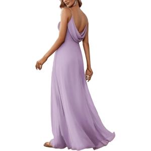 imageEverPretty Womens Sexy Spaghetti Straps Cowl Back Empire Waist A Line Pleated Chiffon Bridesmaid Dress 80026PHFrosted Lilac