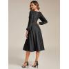 imageEverPretty Womens Glitter ALine VNeck Tea Length Long Sleeves Wedding Guest Dresses with Pockets 02523Black