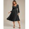imageEverPretty Womens Glitter ALine VNeck Tea Length Long Sleeves Wedding Guest Dresses with Pockets 02523Black
