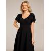 imageEverPretty Womens V Neck Lace Short Sleeves Empire Waist Wedding Guest Dress with Pockets 02334Black