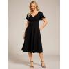 imageEverPretty Womens V Neck Lace Short Sleeves Empire Waist Wedding Guest Dress with Pockets 02334Black