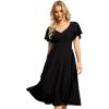imageEverPretty Womens V Neck Lace Short Sleeves Empire Waist Wedding Guest Dress with Pockets 02334Black