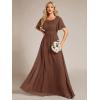 imageEverPretty Womens Classic Round Neck Short Sleeves Chiffon Floor Length Bridesmaid Dress 01840PHBrown