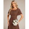 imageEverPretty Womens Classic Round Neck Short Sleeves Chiffon Floor Length Bridesmaid Dress 01840PHBrown
