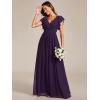 imageEverPretty Womens Flowy Chiffon A Line Ruffles Sleeves Back Cutout Bridesmaid Dresses 01819Purple