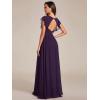 imageEverPretty Womens Flowy Chiffon A Line Ruffles Sleeves Back Cutout Bridesmaid Dresses 01819Purple