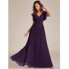 imageEverPretty Womens Flowy Chiffon A Line Ruffles Sleeves Back Cutout Bridesmaid Dresses 01819Purple