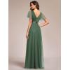 imageEverPretty Womens Mother of Bride Dress Double VNeck Empire Waist Front Wrap Tulle Bridesmaid Dress 07962Eucalyptus