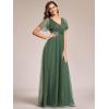 imageEverPretty Womens Mother of Bride Dress Double VNeck Empire Waist Front Wrap Tulle Bridesmaid Dress 07962Eucalyptus
