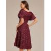 imageEverPretty Womens VNeck Short Sleeves A Line Empire Waist Sequin HighLow Evening Dresses 02401Burgundy