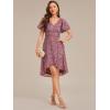 imageEverPretty Womens VNeck Short Sleeves A Line Empire Waist Sequin HighLow Evening Dresses 02401Orchid