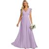 imageEverPretty Womens Flowy Chiffon A Line Ruffles Sleeves Back Cutout Bridesmaid Dresses 01819Forsted Lilac
