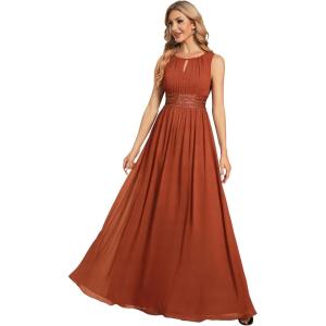 imageEverPretty Womens Crew Neck Sleeveless A Line Hollow Out Sequin Maxi Fromal Dress 01955Burnt Orange