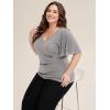 imageEverPretty Womens Classic Short Sleeves V Neck Evening Wedding Top Party Blouses Shirt 02445Grey